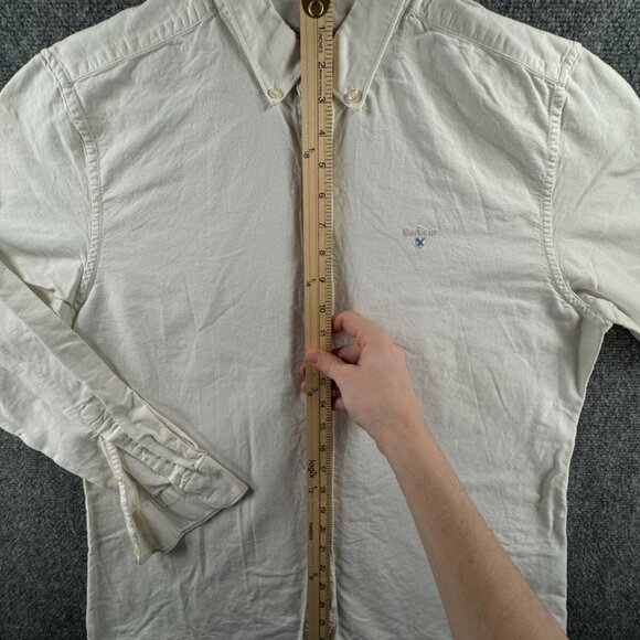 Barbour Men Button Up Shirt Tailored Fit White Medium Long Sleeve Cotton Adult - Picture 3 of 16